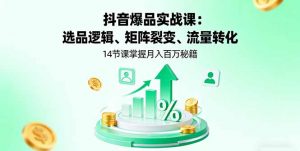 抖音爆品实战课：选品逻辑、矩阵裂变、流量转化，14节课掌握月入百万秘籍-精品虚拟资源库