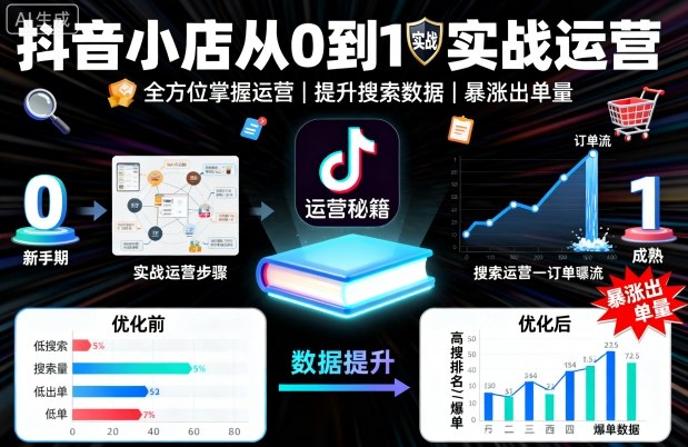 抖音小店从0到1实战运营，帮你全方位掌握小店运营，提升搜索数据与出单量-精品虚拟资源库