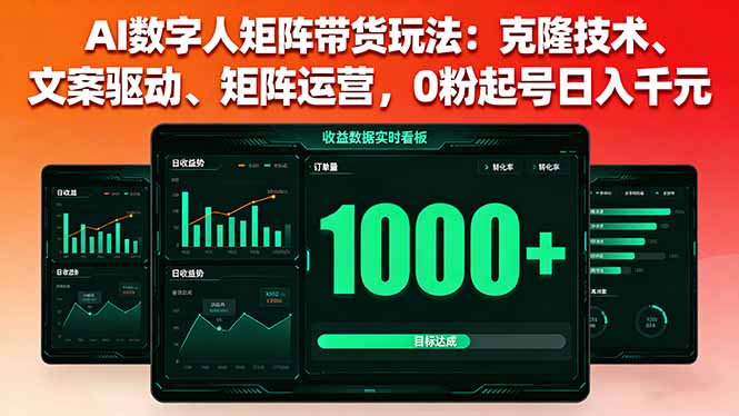 AI数字人矩阵带货玩法：克隆技术、文案驱动、矩阵运营，0粉起号日入千元-精品虚拟资源库