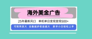 最新海外广告美金，全自动挂机，单机单日500+，可矩阵放大，新手小白轻...-精品虚拟资源库