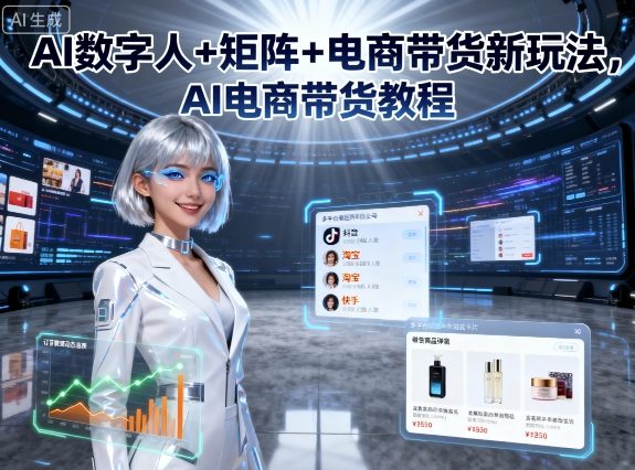 AI数字人+矩阵+电商带货新玩法，AI电商带货教程-精品虚拟资源库