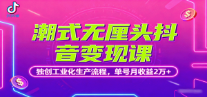 潮式无厘头抖音变现课，独创工业化生产流程，单号月收益2万+-精品虚拟资源库