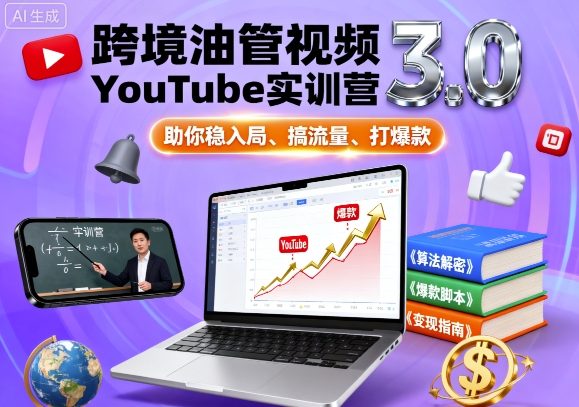 跨境油管视频YouTube实训营3.0，助你稳入局、搞流量、打爆款-精品虚拟资源库
