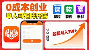 拼多多虚拟电商，0成本，单人可矩阵开店，轻松月入3W+-精品虚拟资源库