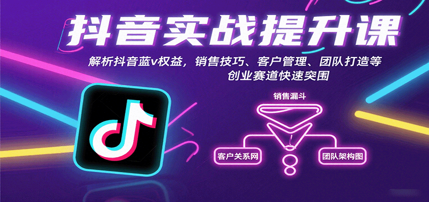 抖音实战提升课：解析抖音蓝v权益，销售技巧、客户管理、团队打造等创业赛道快速突围-精品虚拟资源库