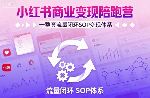 小红书商业变现陪跑营，轻IP矩阵 私域获客 聚光投流，一整套流量闭环SOP变现体系-精品虚拟资源库