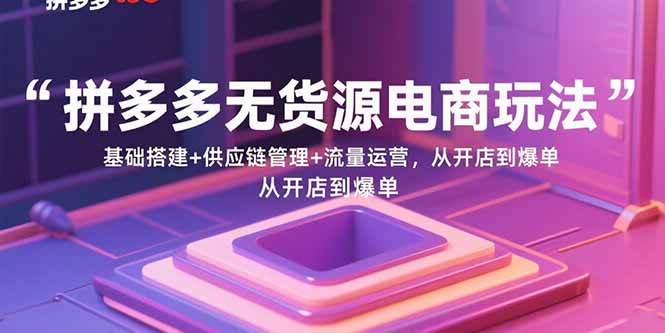 拼多多无货源电商玩法：基础搭建+供应链管理+流量运营，从开店到爆单-精品虚拟资源库