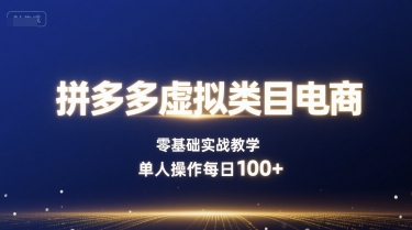 拼多多虚拟类目电商，零基础实战教学，单人操作每日100+-精品虚拟资源库