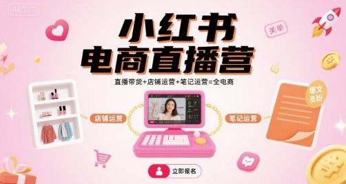 小红书电商直播营，直播带货+店铺运营+笔记运营=全电商-精品虚拟资源库