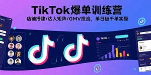 TikTok爆单训练营，店铺搭建/达人矩阵/GMV投流，单日破千单实操-精品虚拟资源库