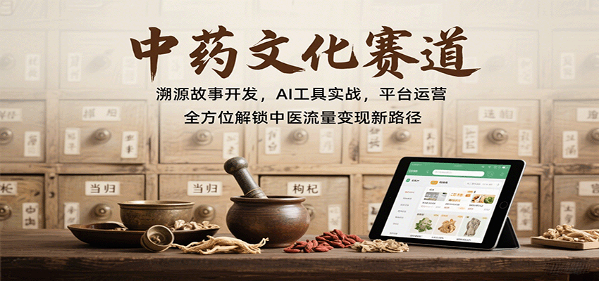 中药文化赛道：溯源故事开发，AI工具实战，平台运营，全方位解锁中医流量变现新路径-精品虚拟资源库