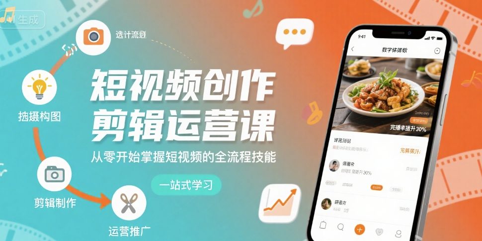 短视频创作剪辑运营课，从零开始掌握短视频的全流程技能-精品虚拟资源库