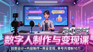 2025数字人制作与变现课，创意设计+内容制作+商业变现，单号月增粉10万+-精品虚拟资源库