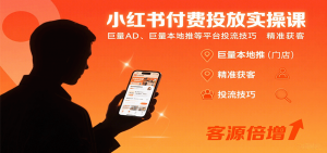 小红书付费投放实操课:巨量AD、巨量本地推等平台投流技巧精准获客-精品虚拟资源库