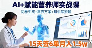 AI+赋能营养师实战课,问卷生成+营养方案+知识库搭建,15天签6单月入1.5w-精品虚拟资源库