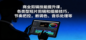 商业剪辑技能提升课，各类型短片剪辑和组接技巧，节奏把控，教调色、音乐处理等-精品虚拟资源库