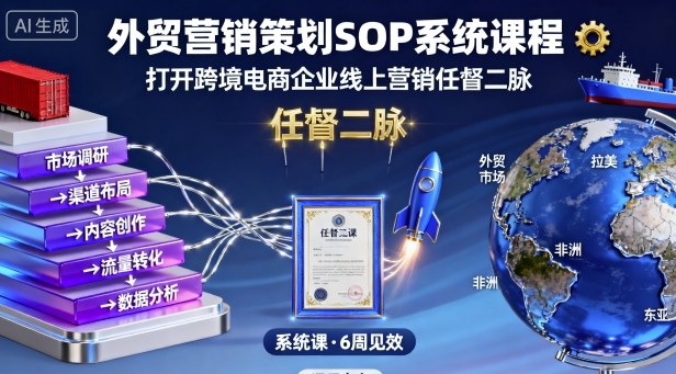 外贸营销策划SOP系统课程，打开跨境电商企业线上营销任督二脉-精品虚拟资源库