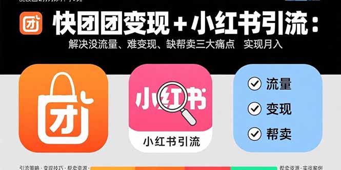 快团团变现+小红书引流：解决没流量、难变现、缺帮卖三大痛点 实现月入3w+-精品虚拟资源库