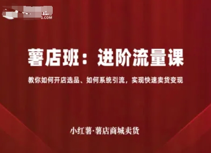 小红薯薯店商城卖货，进阶流量课，教你如何开店选品、如何系统引流，实现快速卖货变现-精品虚拟资源库