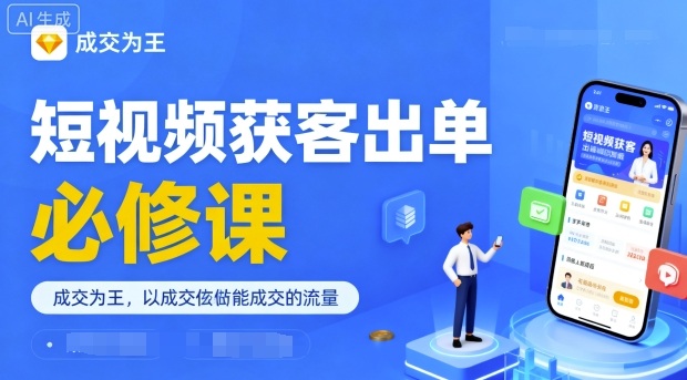 短视频获客出单必修课，成交为王，以成交为导向，直接做能成交的流量-精品虚拟资源库