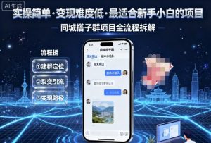 实操简单，变现难度低，最适合新手小白做的项目，每天轻松收入3张，同城搭子群项目全流程拆解-精品虚拟资源库
