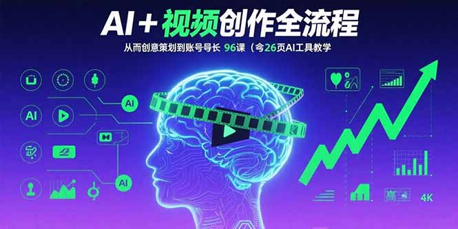 AI+短视频创作全流程：从创意策划到账号增长，96节课(含26项AI工具教学-精品虚拟资源库
