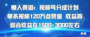 懒人赛道：视频号分成计划单条视频120W点赞量 收益高综合收益在1.5K左右-精品虚拟资源库