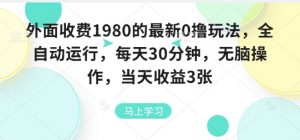 外面收费1980的最新0撸玩法，全自动挂G，每天30分钟，无脑操作，当天收益3张【揭秘】-精品虚拟资源库