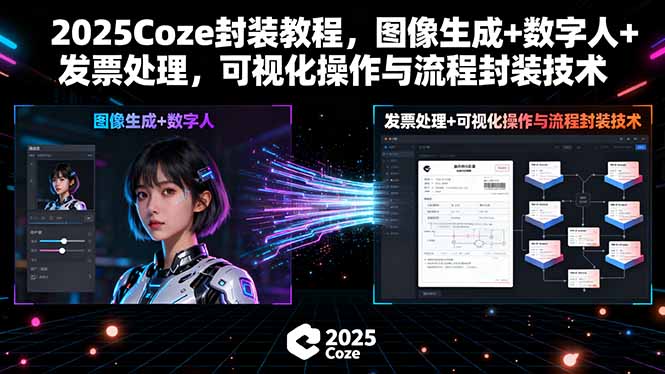 2025Coze封装教程，图像生成+数字人+发票处理，可视化操作与流程封装技术-精品虚拟资源库