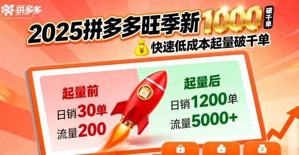 2025拼多多旺季新老店铺——快速低成本起量破千单-精品虚拟资源库
