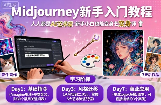 midjourney新手入门教程：人人都是AI艺术家，新手小白也能变身艺术大师-精品虚拟资源库
