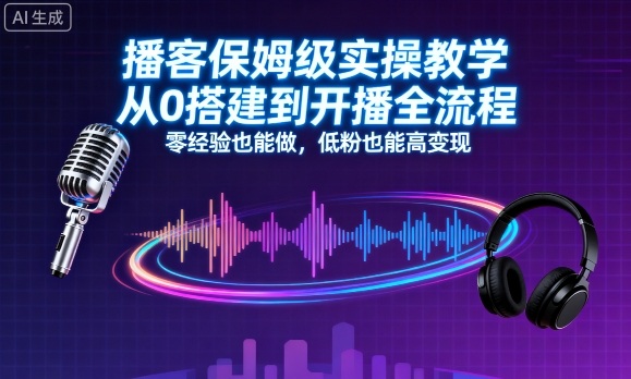 播客保姆级实操教学，从0搭建到开播全流程，零经验也能做，低粉也能高变现-精品虚拟资源库