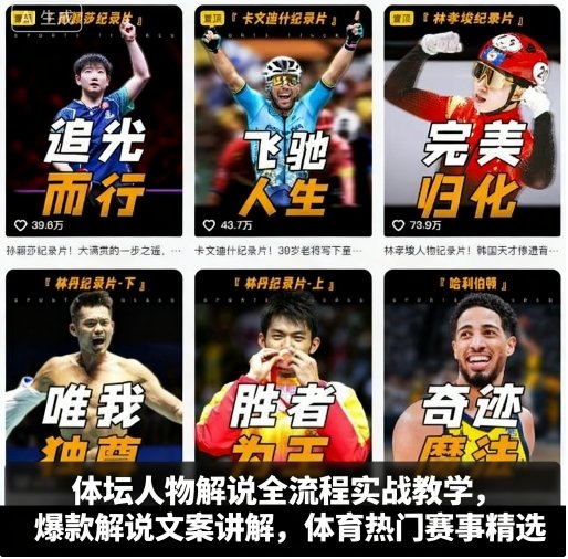 体坛人物解说全流程实战教学，爆款解说文案讲解，体育热门赛事精选-精品虚拟资源库