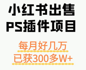 小红书出售PS插件项目，每月都收入好几万，长期操作已获利300多W+-精品虚拟资源库