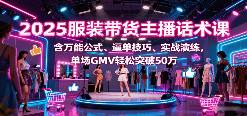 2025服装带货主播话术课，含万能公式、逼单技巧、实战演练，单场GMV轻松突破50万-精品虚拟资源库