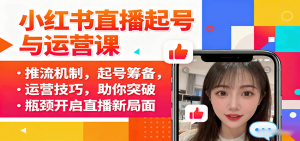 小红书直播起号与运营课：推流机制，起号筹备，运营技巧，助你突破瓶颈开启直播新局面-精品虚拟资源库