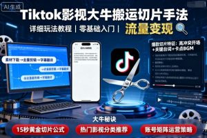 Tiktok影视大牛搬运切片手法，详细玩法教程-精品虚拟资源库