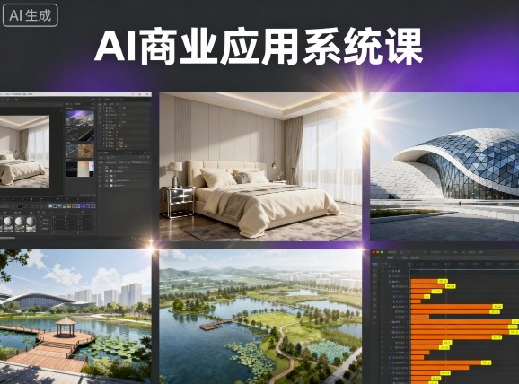 AI商业应用系统课，室内-软装-建筑-景观，智能设计+效果图+动画画实战-精品虚拟资源库