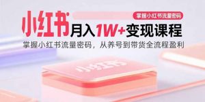 小红书月入1W+变现课程:掌握小红书流量密码,从养号到带货全流程盈利-精品虚拟资源库