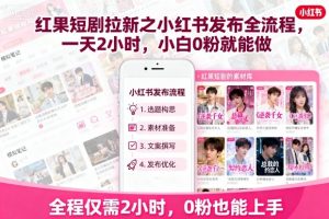 红果短剧拉新之小红书发布全流程,一天2小时,小白0粉就能做-精品虚拟资源库