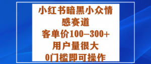 小红书暗黑小众情感赛道,客单价100-300+用户量很大,0门槛即可操作-精品虚拟资源库