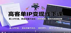高客单IP变现线下大课:素人IP打造,美业流量方法论,销转模型,脚本与拍摄剪辑-精品虚拟资源库