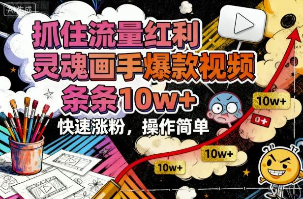 抓住流量红利，灵魂画手爆款视频，条条10w+，快速涨粉，操作简单-精品虚拟资源库