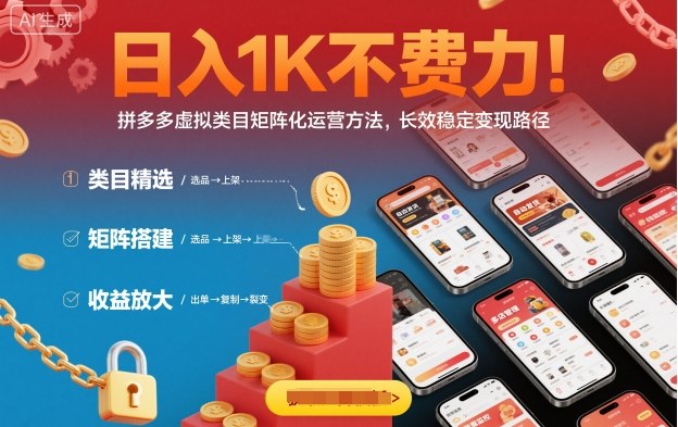 日入1K不费力！拼多多虚拟类目矩阵化运营方法，长效稳定变现路径-精品虚拟资源库