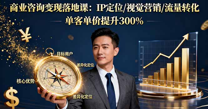商业咨询变现落地课：IP定位/视觉营销/流量转化，单客单价提升300%-精品虚拟资源库