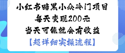 小红书暗黑小众冷门项目每天变现2张当天可能就会有收益-精品虚拟资源库