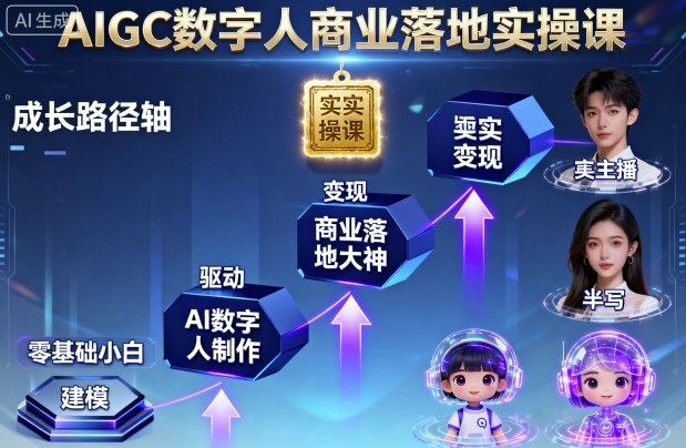 AIGC数字人商业落地实操课，从零基础小白到AI数字人大神-精品虚拟资源库