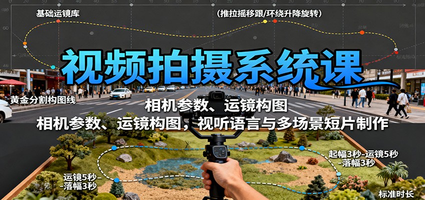 视频拍摄系统课：相机参数、运镜构图，视听语言与多场景短片制作-精品虚拟资源库