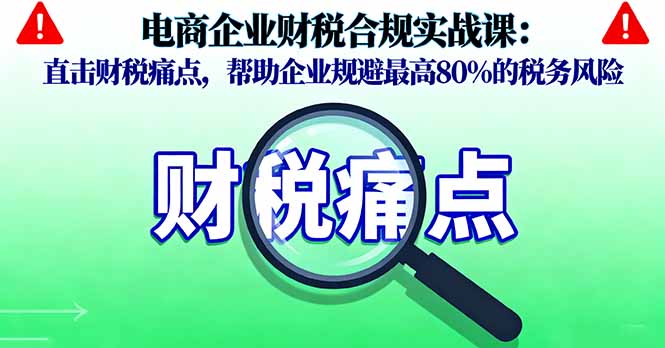 电商企业财税合规实战课，直击财税痛点，帮助企业规避最高80%的税务风险-精品虚拟资源库