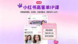 小红书高客单IP课，免费盈利模型、会员制、关键词截流，单账号月入10万+-精品虚拟资源库